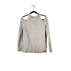 J.O.A. Los Angeles Grey Angora Blend Cutout Cold Shoulder Knit Sweater Small